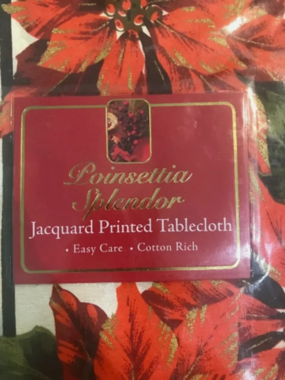 BENSON MILLS CHRISTMAS POINSETTIA Tablecloth 60
